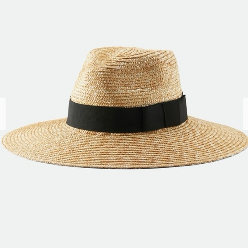 Brixton Joanna Wheat Straw Hat Black Ribbon Size Medium